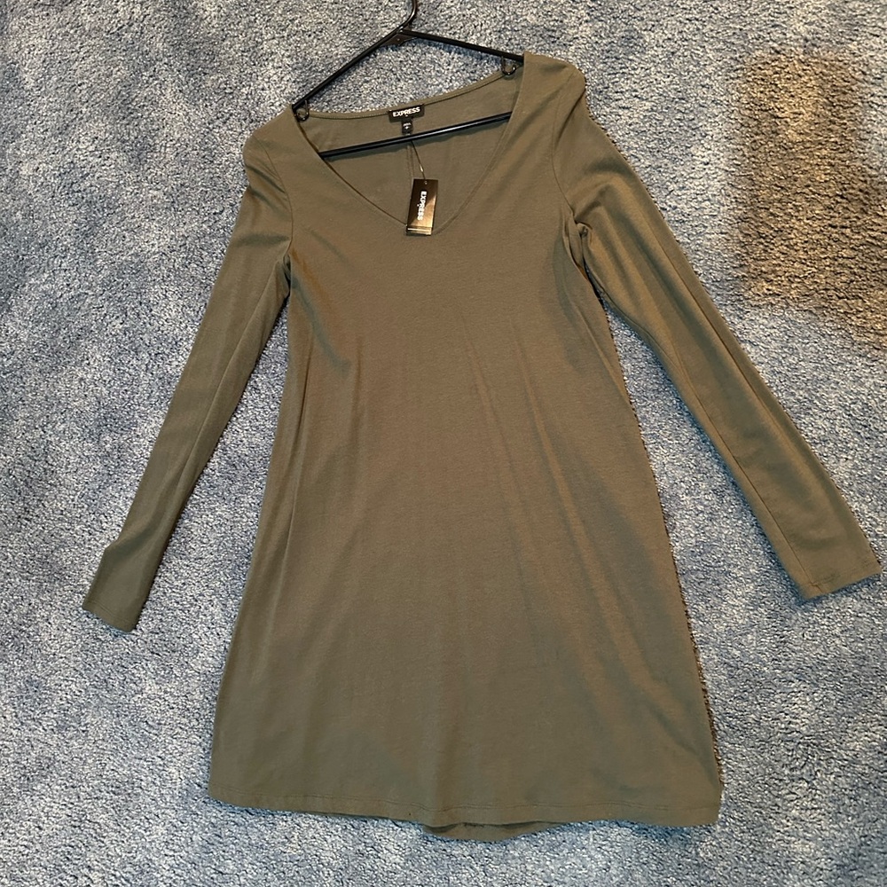 Olive Green Long Sleeve Dress